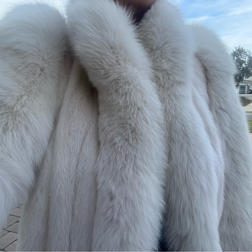 Vintage white fox real fur coat stunning mink body fits a size 8 sm/med - Picture 13 of 15